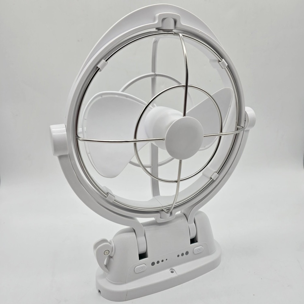 bakbrand 12V 24V DC Omnidirectional Fan Tilt Hardwire RV Car Boat White Quiet